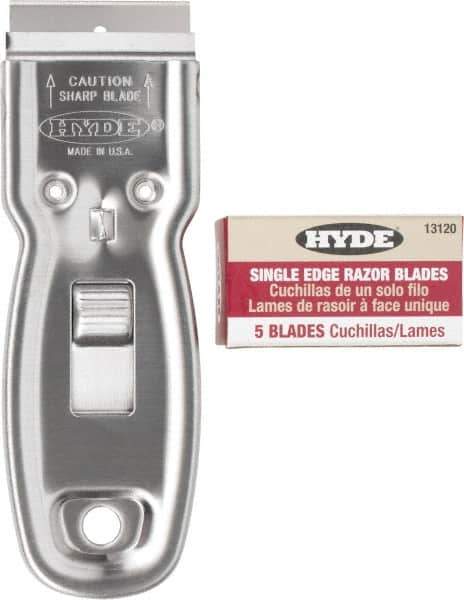Hyde Tools - Stiff Carbon Steel 1-Edge Scraper Set - 1-1/2" Blade Width - Exact Tool & Supply