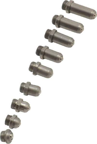 Value Collection - 9 Piece, 0.4 to 0.7 Inch Measurement Range, Bore Gage Anvil Set - 2 Inch Long, For Use with Dial Bore Gages - Exact Tool & Supply