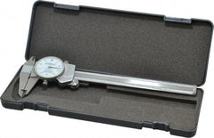 Fowler - 0" to 6" Range, 0.001" Graduation, 0.1" per Revolution, Dial Caliper - White Face, 1.6" Jaw Length - Exact Tool & Supply