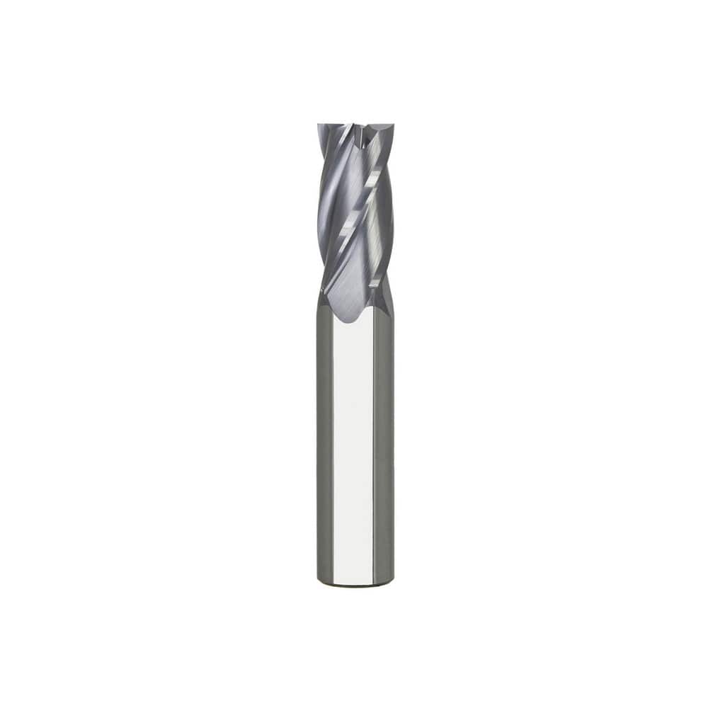 Square End Mill: 3/4'' Dia, 1-1/2'' LOC, 3/4'' Shank Dia, 4'' OAL, 4 Flutes, Solid Carbide Uncoated, Helical Flute, Centercutting, Series C430