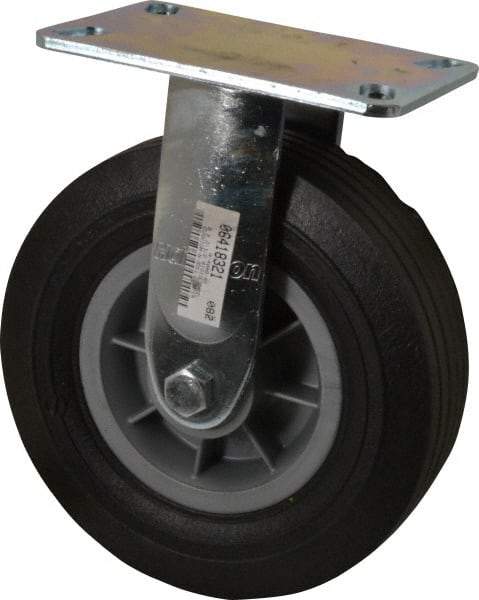 Hamilton - 8" Diam x 2-1/2" Wide x 9-1/2" OAH Top Plate Mount Rigid Caster - Rubber, 400 Lb Capacity, Ball Bearing, 4-1/2 x 6-1/4" Plate - Exact Tool & Supply