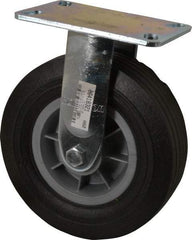 Hamilton - 8" Diam x 2-1/2" Wide x 9-1/2" OAH Top Plate Mount Rigid Caster - Rubber, 400 Lb Capacity, Ball Bearing, 4-1/2 x 6-1/4" Plate - Exact Tool & Supply