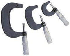 TESA Brown & Sharpe - 0 to 3" Range, 3 Piece Mechanical Outside Micrometer Set - 0.0001" Graduation, 4 & 5µm Accuracy, Friction Thimble, Carbide Tipped Face - Exact Tool & Supply