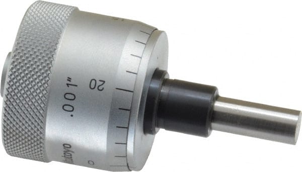 Mitutoyo - 1/2 Inch, 1.14 Inch Thimble, 6.35mm Diameter x 0.6102 Inch Long Spindle, Mechanical Micrometer Head - Exact Tool & Supply