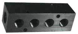 Made in USA - 1/2" Inlet, 3/8" Outlet Manifold - 12-1/4" Long x 1-1/2" Wide x 1-1/2" High, 0.2" Mount Hole, 2 Inlet Ports, 8 Outlet Ports - Exact Tool & Supply