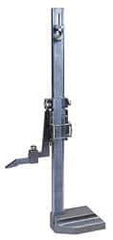 Value Collection - 0 to 18 Inch Measurement, 0.001 Inch Graduation, Vernier Height Gage - Satin Chrome Finish, Steel, 7 Inch Long x 4.7 Inch Wide - Exact Tool & Supply
