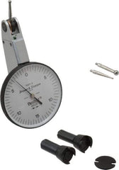 TESA Brown & Sharpe - 0.03 Inch Range, 0.0005 Inch Dial Graduation, Horizontal Dial Test Indicator - 1-1/2 Inch White Dial, 0-15-0 Dial Reading, Accurate to 0.0005 Inch - Exact Tool & Supply
