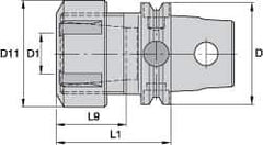 Kennametal - 0.02" to 13/32" Capacity, 120mm Projection, Modular Connection, ER16 Collet Chuck - 160mm OAL - Exact Tool & Supply