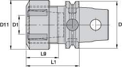 Kennametal - 0.08" to 13/16" Capacity, 120mm Projection, Modular Connection, ER32 Collet Chuck - 160mm OAL - Exact Tool & Supply