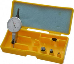 Peacock - 0.03 Inch Range, 0.0005 Inch Dial Graduation, Horizontal Dial Test Indicator - 1-3/8 Inch White Dial, 0-15-0 Dial Reading, Accurate to 0.0005 Inch - Exact Tool & Supply