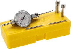 Peacock - 0.04 Inch Range, 0.0005 Inch Dial Graduation, Horizontal Dial Test Indicator - 1-3/8 Inch White Dial, 0-20-0 Dial Reading, Accurate to 0.001 Inch - Exact Tool & Supply
