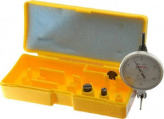 Peacock - 0.03 Inch Range, 0.0005 Inch Dial Graduation, Horizontal Dial Test Indicator - 1-53/64 Inch White Dial, 0-15-0 Dial Reading, Accurate to 0.0005 Inch - Exact Tool & Supply