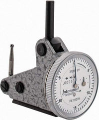 INTERAPID - 0.06 Inch Range, 0.0005 Inch Dial Graduation, Vertical Dial Test Indicator - 1.2 Inch White Dial, 0-15-0 Dial Reading - Exact Tool & Supply