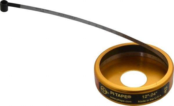 Made in USA - 0.001 Inch Graduation, 12 to 24 Inch Measurement, Spring Steel Diameter Tape Measure - 1/2 Inch Wide, 0.01 Inch Thick - Exact Tool & Supply