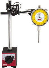 Value Collection - 0.001" Graduation, 0-100 Dial Reading, Indicator & Base Kit - 63mm Base Length x 50mm Base Width x 55mm Base Height, 2-9/32" Dial Diam - Exact Tool & Supply