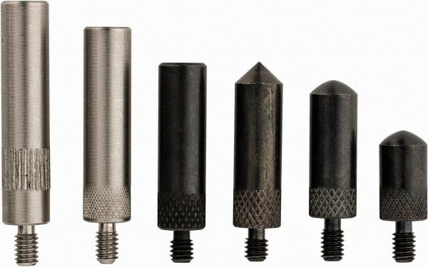 SPI - 6 Pc Ball, Cone, Conical & Flat Point Drop Indicator Point Kit - Exact Tool & Supply
