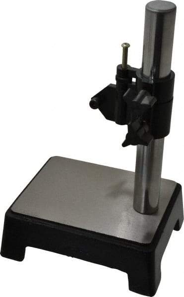 Value Collection - Steel, Rectangular Base, Comparator Gage Stand - 8-1/2" High, 5-1/2" Base Length x 4-1/4" Base Width x 2.16" Base Height, Includes Holder - Exact Tool & Supply