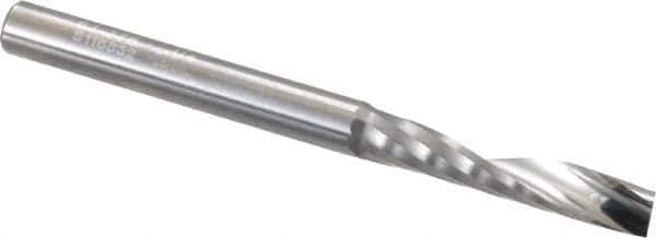 Onsrud - 1/4" Cutting Diam x 1-1/4" Length of Cut, 1 Flute, Upcut Spiral Router Bit - Uncoated, Right Hand Cut, Solid Carbide, 3" OAL x 1/4" Shank Diam, Single Edge, 21° Helix Angle - Exact Tool & Supply