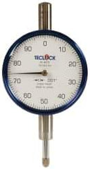Teclock - 1/4" Range, 0-100 Dial Reading, 0.001" Graduation Dial Drop Indicator - 2-11/64" Dial, 0.1" Range per Revolution, 0.0007" Accuracy - Exact Tool & Supply