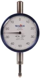 Teclock - 1/4" Range, 0-50-0 Dial Reading, 0.001" Graduation Dial Drop Indicator - 2-11/64" Dial, 0.1" Range per Revolution, 0.0007" Accuracy - Exact Tool & Supply