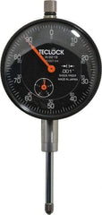 Teclock - 1" Range, 0-100 Dial Reading, 0.001" Graduation Dial Drop Indicator - 2-11/64" Dial, 0.1" Range per Revolution, 0.0014" Accuracy, Revolution Counter - Exact Tool & Supply
