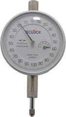 Teclock - 1mm Range, 0-100-0 Dial Reading, 0.001mm Graduation Dial Drop Indicator - 2-13/64" Dial, Revolution Counter - Exact Tool & Supply