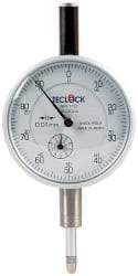 Teclock - 10mm Range, 0-100 Dial Reading, 0.01" Graduation Dial Drop Indicator - 2-11/64" Dial, 1" Range per Revolution, 0.015" Accuracy, Revolution Counter - Exact Tool & Supply