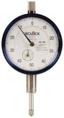 Teclock - 1/2" Range, 0-50-0 Dial Reading, 0.001" Graduation Dial Drop Indicator - 2-11/64" Dial, 0.1" Range per Revolution, 0.0009" Accuracy, Revolution Counter - Exact Tool & Supply