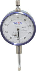 Teclock - 1" Range, 0-50-0 Dial Reading, 0.001" Graduation Dial Drop Indicator - 2-11/64" Dial, 0.1" Range per Revolution, 0.0014" Accuracy, Revolution Counter - Exact Tool & Supply