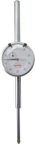 Peacock - 2" Range, 0-100 Dial Reading, 0.001" Graduation Dial Drop Indicator - 2-3/64" Dial, 0.005" Accuracy, Revolution Counter - Exact Tool & Supply