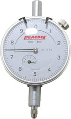Peacock - 0.05" Range, 0-10 Dial Reading, 0.0001" Graduation Dial Drop Indicator - 2-3/64" Dial, 0.0003" Accuracy, Revolution Counter - Exact Tool & Supply