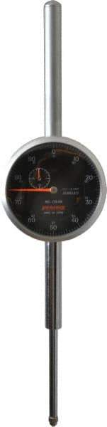Peacock - 2" Range, 0-100 Dial Reading, 0.001" Graduation Dial Drop Indicator - 2-3/64" Dial, 0.005" Accuracy, Revolution Counter - Exact Tool & Supply