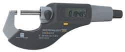TESA Brown & Sharpe - 3 to 4 Inch Range, 0.0001 Inch Resolution, Standard Throat, IP54 Electronic Outside Micrometer - 0.0002 Inch Accuracy, Carbide Face, Data Output, Includes Plastic Case - Exact Tool & Supply