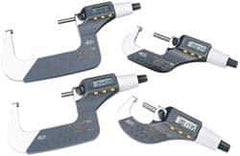 TESA Brown & Sharpe - 2 to 3 Inch Range, 0.0001 Inch Resolution, Standard Throat, IP54 Electronic Outside Micrometer - 0.0002 Inch Accuracy, Carbide Face, Data Output, Includes Plastic Case - Exact Tool & Supply
