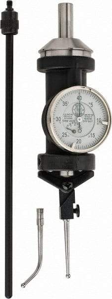 Made in USA - 5 Piece, 0" to 1/4" Measuring Range, White Dial Test Indicator Kit - 0.0002" Accuracy, 1/8" Ball Diam, 0.0005" Dial Graduation - Exact Tool & Supply