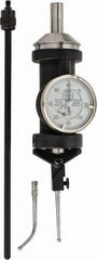 Made in USA - 5 Piece, 0" to 1/4" Measuring Range, White Dial Test Indicator Kit - 0.0002" Accuracy, 1/8" Ball Diam, 0.0005" Dial Graduation - Exact Tool & Supply