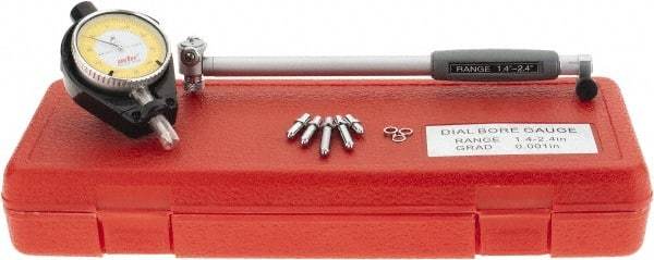 Value Collection - 6 Anvil, 1.4 to 2.4" Dial Bore Gage - 0.001" Graduation, 6" Gage Depth - Exact Tool & Supply
