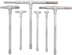 Value Collection - 6 Piece, 5/16 to 6 Inch, Hardened Tool Steel, Satin Chrome Finish, Telescoping Gage Set - 4 and 5 Inch Long Handles - Exact Tool & Supply