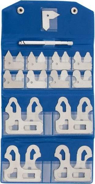 Value Collection - 25 Piece, 1/64 to 1/2 Inch Radius, Steel Radius Gage Set - Satin Chrome Coated - Exact Tool & Supply