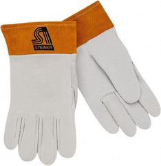 Steiner - Size M Unlined Deerskin Welding Glove - 10" OAL, Safety Cuff, For TIG - Exact Tool & Supply