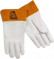 Steiner - Size M Unlined Kidskin Welding Glove - 10-1/2" OAL, Safety Cuff, For TIG - Exact Tool & Supply