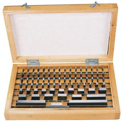 Value Collection - 81 Piece, 0.05 to 4", Grade 0, Steel Gage Block Set - Rectangular, 10µ (3"), 12µ (4"), 5µ (0.1-0.4"), 6µ (0.050"), 6µ (0.45-1"), 8µ (2") Tolerance - Exact Tool & Supply