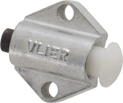 Vlier - 7/8" Base Width, 1/8" Stroke Len, 3/8" Stop Head OD, 21/32" Btw Mt Hole Ctrs, 19/32" Btw Mt Hole & Edge, Round Spring Locating Stop - 11/16" Body Len x 7/8" Body Width, 7/32" Base Thickness, 5.13 Lb Init, 10 Lb Mid, 14.9 Lb Final End Force - Exact Tool & Supply