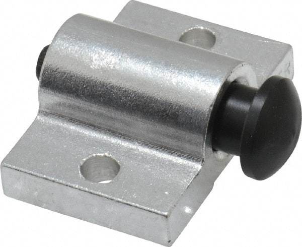 Vlier - 1-1/2" Base Width, 3/16" Stroke Len, 9/16" Stop Head OD, 1-1/8" Btw Mt Hole Ctrs, 7/8" Btw Mt Hole & Edge, Round Spring Locating Stop - 1" Body Len x 1-1/2" Body Width, 5/16" Base Thickness, 2 Lb Init, 14 Lb Mid, 25.9 Lb Final End Force - Exact Tool & Supply