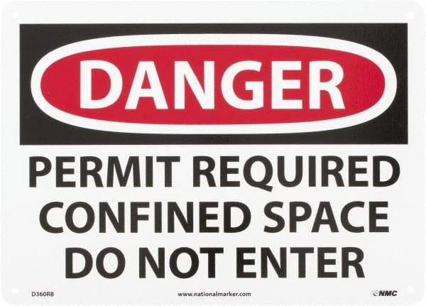 NMC - "Danger - Permit Required - Confined Space - Do Not Enter", 10" Long x 14" Wide, Rigid Plastic Safety Sign - Rectangle, 0.05" Thick, Use for Accident Prevention - Exact Tool & Supply