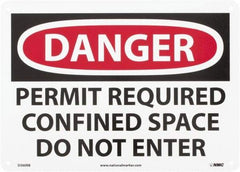 NMC - "Danger - Permit Required - Confined Space - Do Not Enter", 10" Long x 14" Wide, Rigid Plastic Safety Sign - Rectangle, 0.05" Thick, Use for Accident Prevention - Exact Tool & Supply