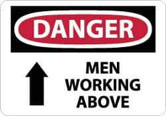 NMC - "Danger - Men Working Above", 10" Long x 14" Wide, Aluminum Safety Sign - Rectangle, 0.04" Thick, Use for Accident Prevention - Exact Tool & Supply