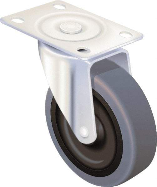 Shepherd - 3" Diam x 13/16" Wide x 3-1/2" OAH Swivel Caster - Soft Rubber, 110 Lb Capacity, Nylon Bearing, 2-5/8 x 3-3/4" Plate - Exact Tool & Supply