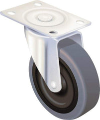Shepherd - 3" Diam x 13/16" Wide x 3-1/2" OAH Swivel Caster - Soft Rubber, 110 Lb Capacity, Nylon Bearing, 2-5/8 x 3-3/4" Plate - Exact Tool & Supply
