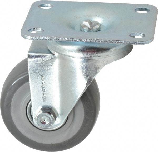 Shepherd - 3" Diam x 1-1/4" Wide x 4-1/4" OAH Top Plate Mount Swivel Caster - Polyurethane, 185 Lb Capacity, Ball Bearing, 2-5/8 x 3-3/4" Plate - Exact Tool & Supply